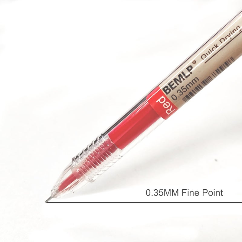 BEMLP Gel Pen 0.35mm Red Ink Pen Maker Pen School Office student Exam Writing Stationery Supply Technical Pens 12 Pcs/Set (Red) - Image 5